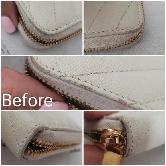 *SOLD* Authentic Pre-owned Yves Saint Laurent Grain De Poudre Zip Around Wallet - Picture 8 of 11